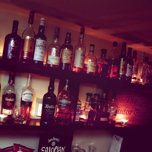 Tudor bar gins and whiskies